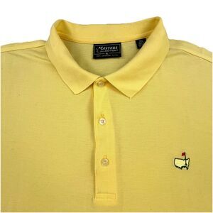 Vintage Masters Collection Golf Polo Shirt XL Yellow Cotton Logo Augusta